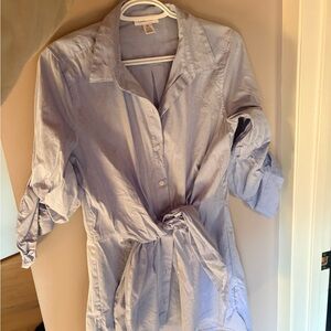 Calvin Klein Light Blue Tie-Waist Button-Down Shirt